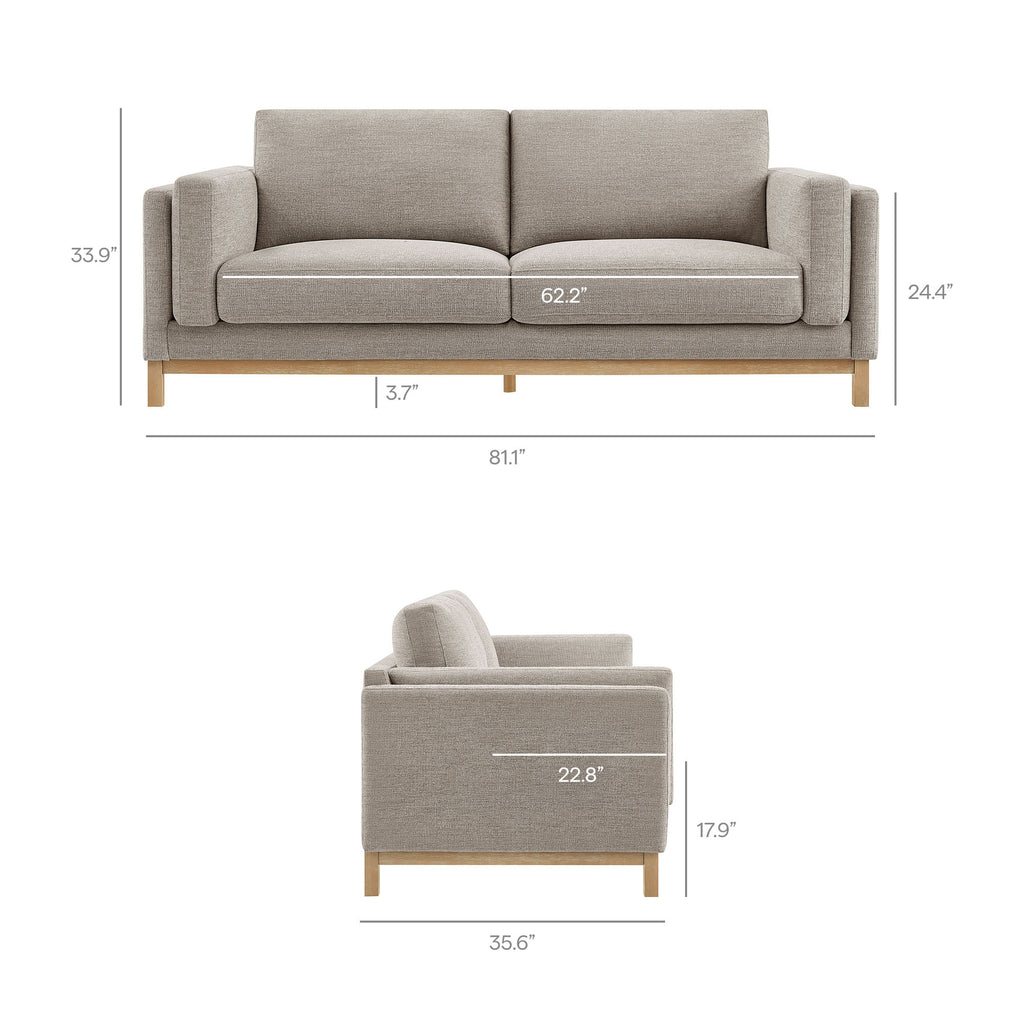 Roscoe 81 inch Fabric Sofa - Pewter