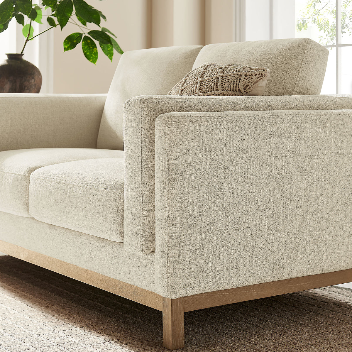 Roscoe 63 inch Fabric Loveseat - Ivory
