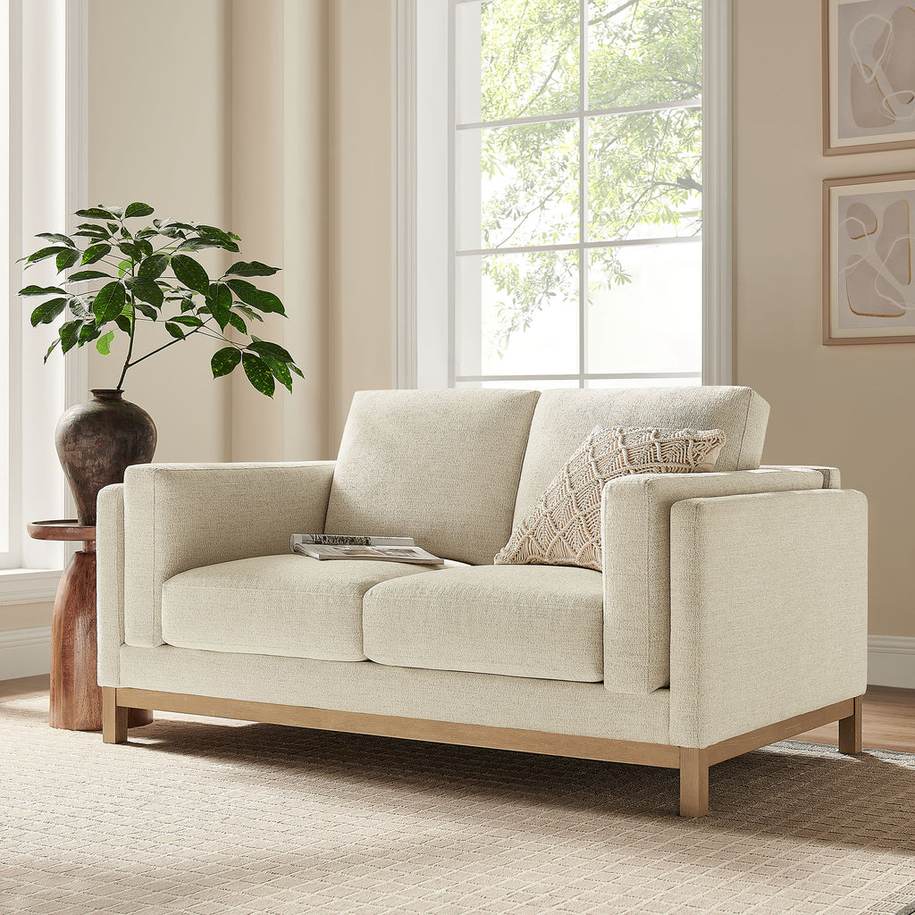 Roscoe 63 inch Fabric Loveseat - Ivory