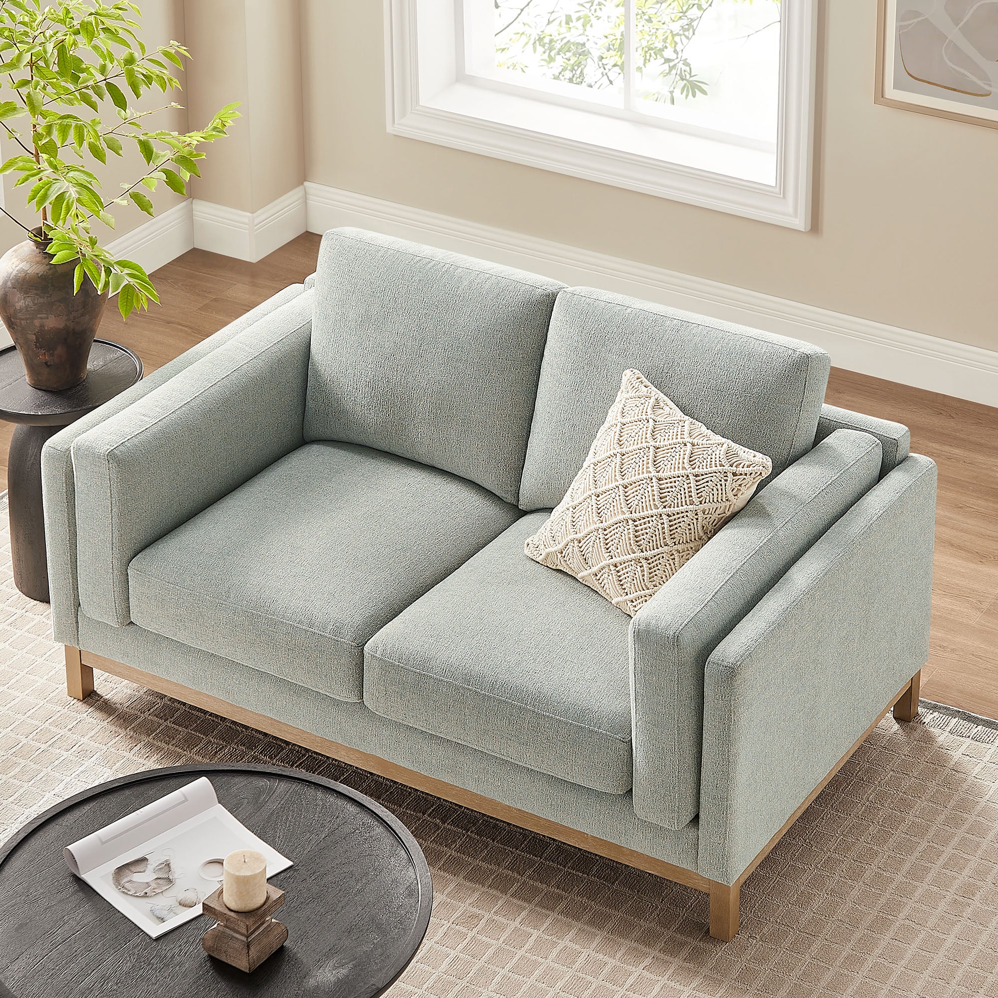 Roscoe 63 inch Fabric Loveseat - Mist