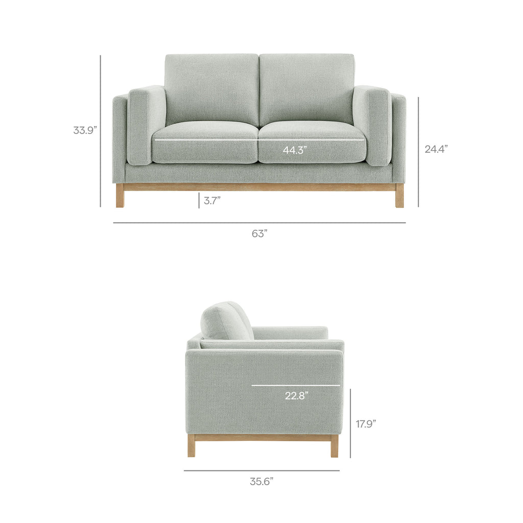 Roscoe 63 inch Fabric Loveseat - Mist