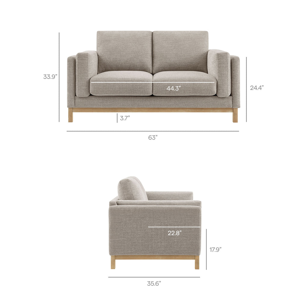 Roscoe 63 inch Fabric Loveseat - Pewter