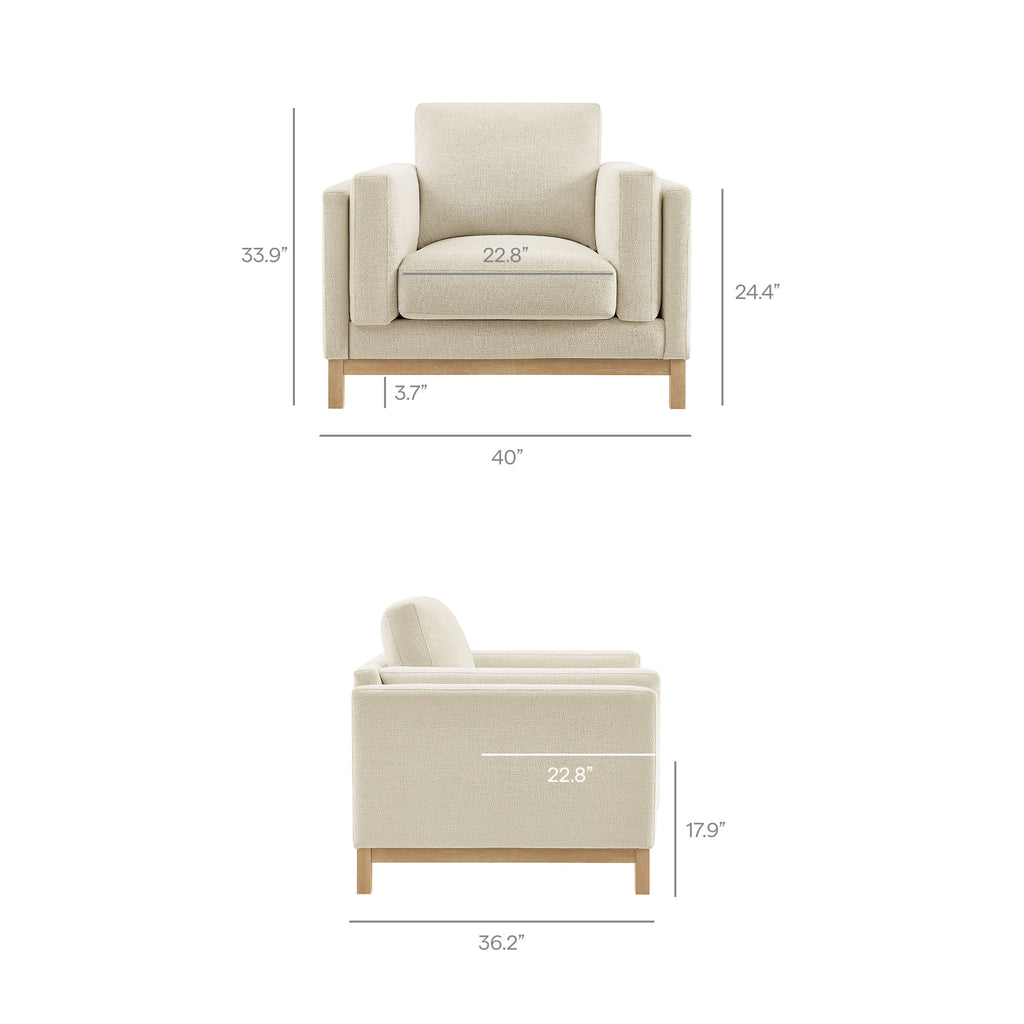 Roscoe Fabric Armchair - Ivory