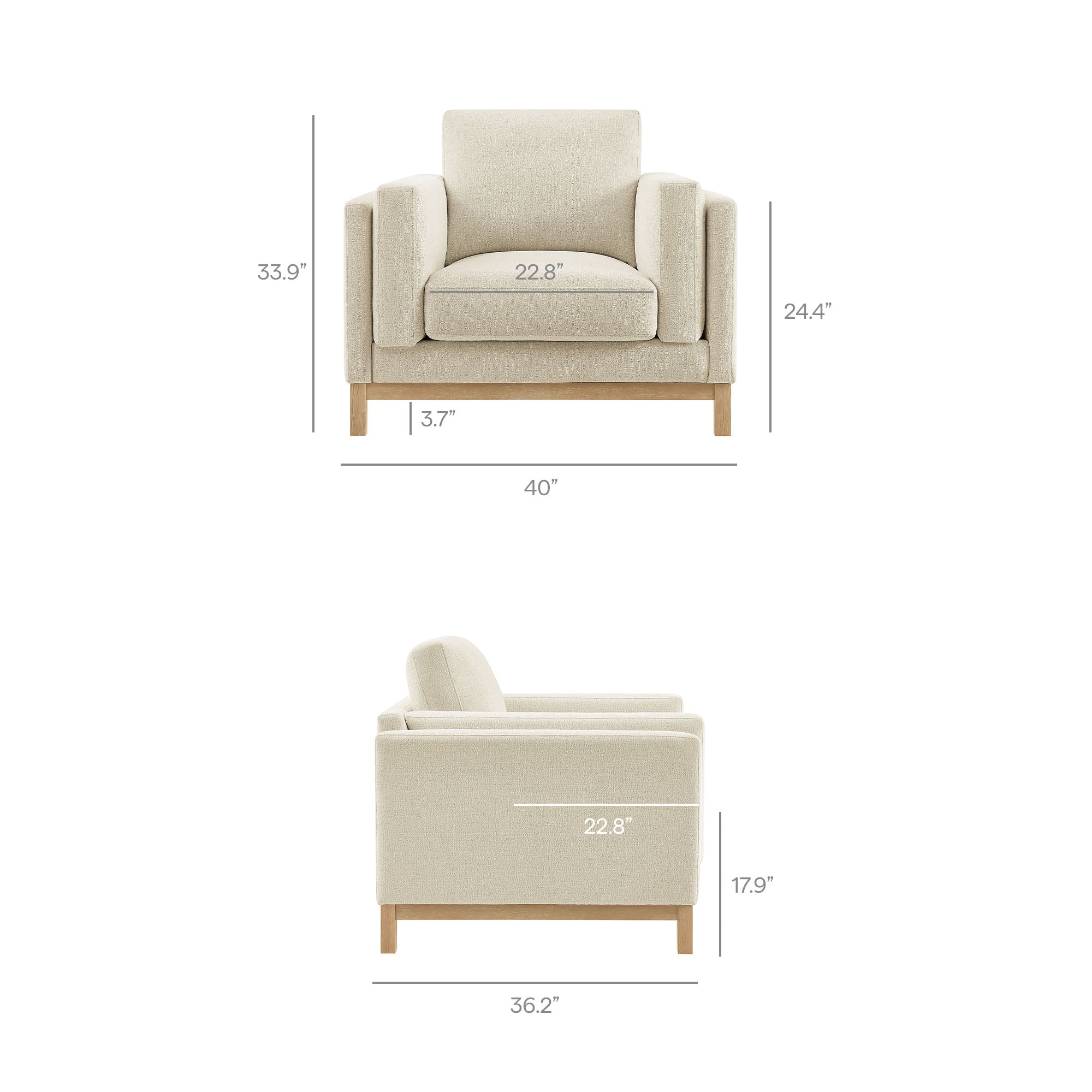 Roscoe Fabric Armchair - Ivory
