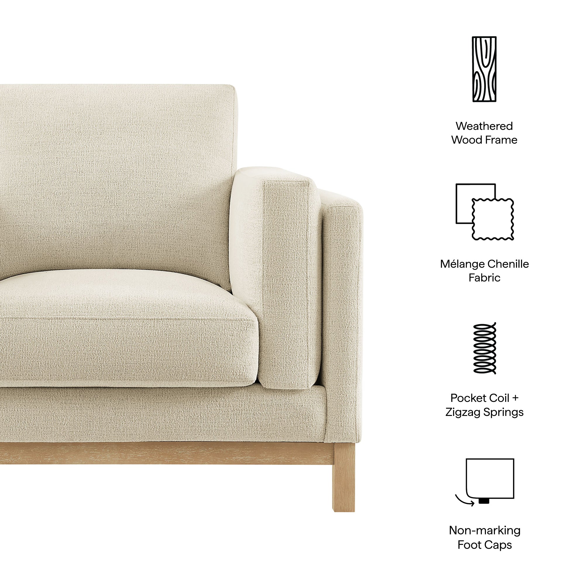 Roscoe Fabric Armchair - Ivory