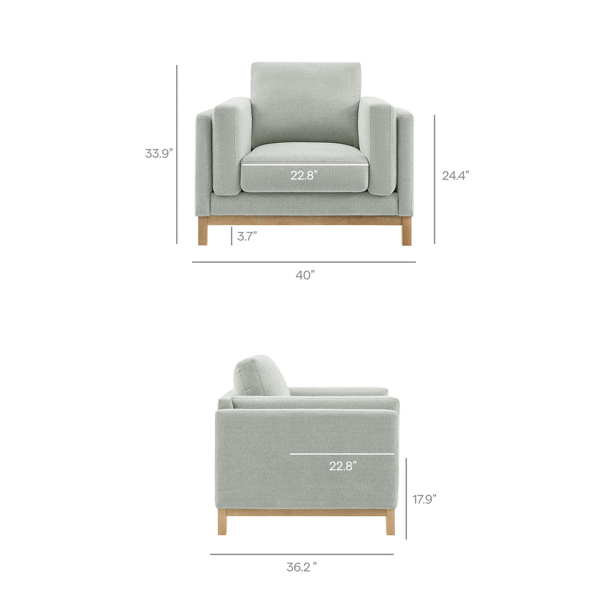 Roscoe Fabric Armchair - Mist