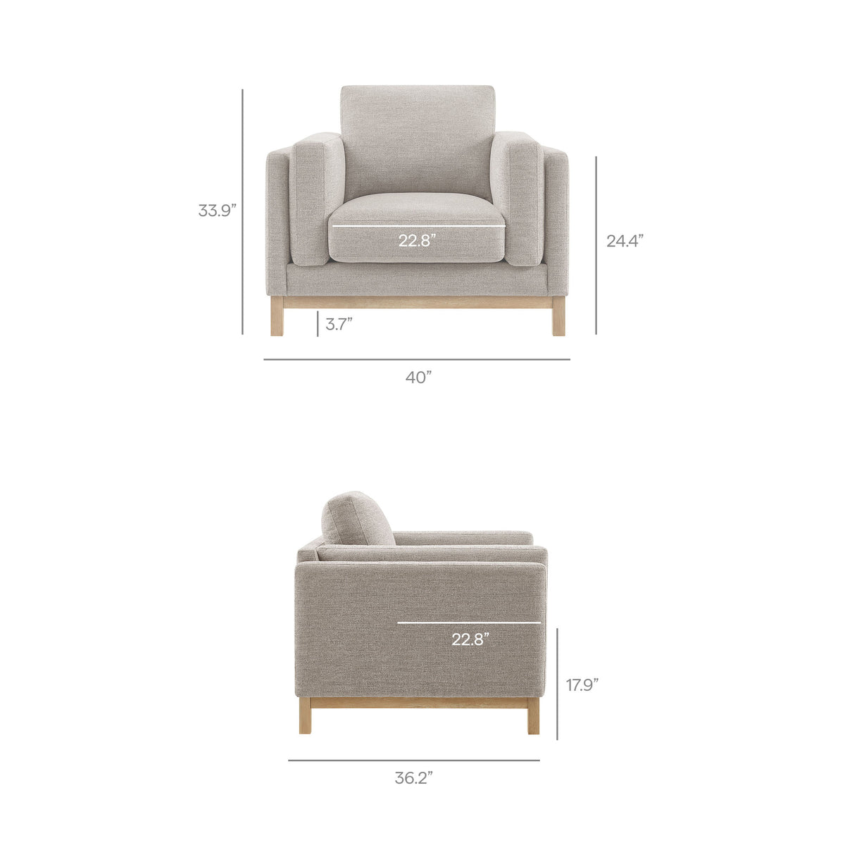 Roscoe Fabric Armchair - Pewter