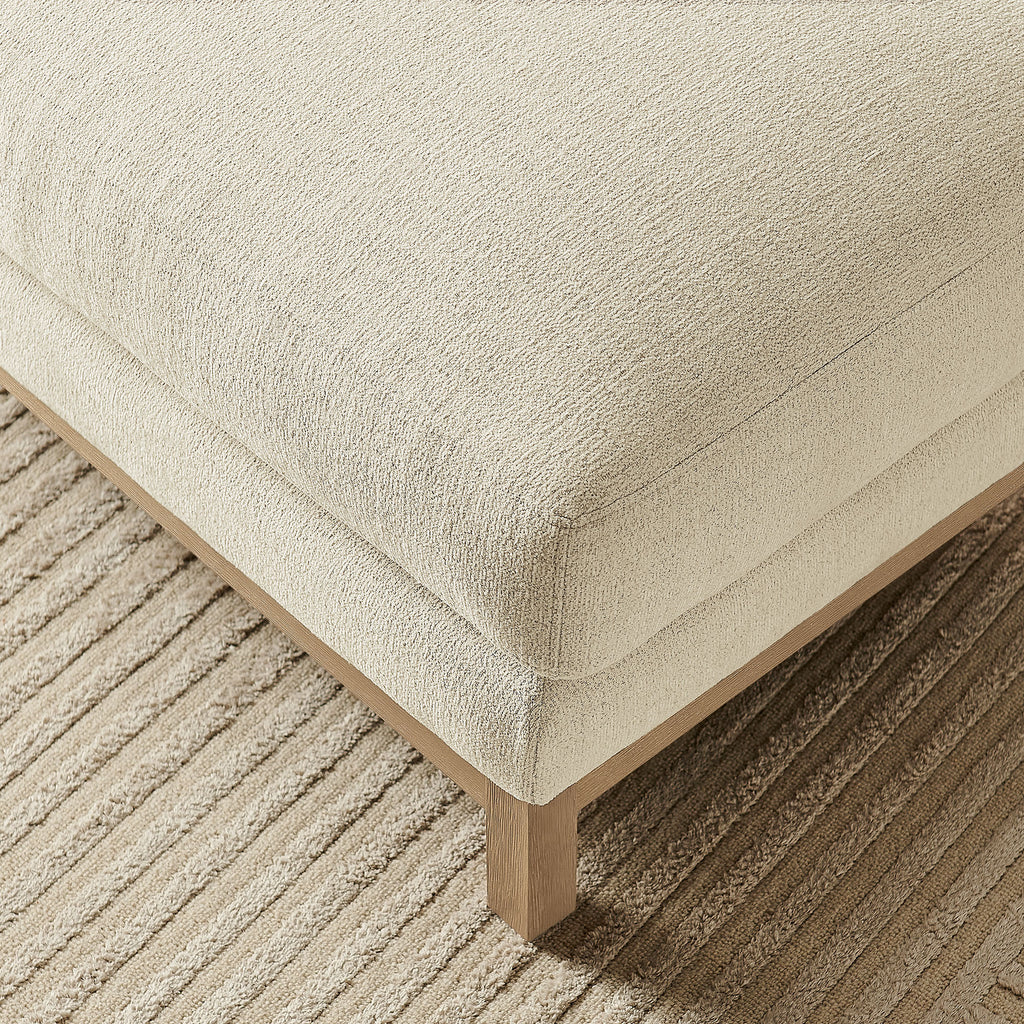 Roscoe Fabric Ottoman - Ivory
