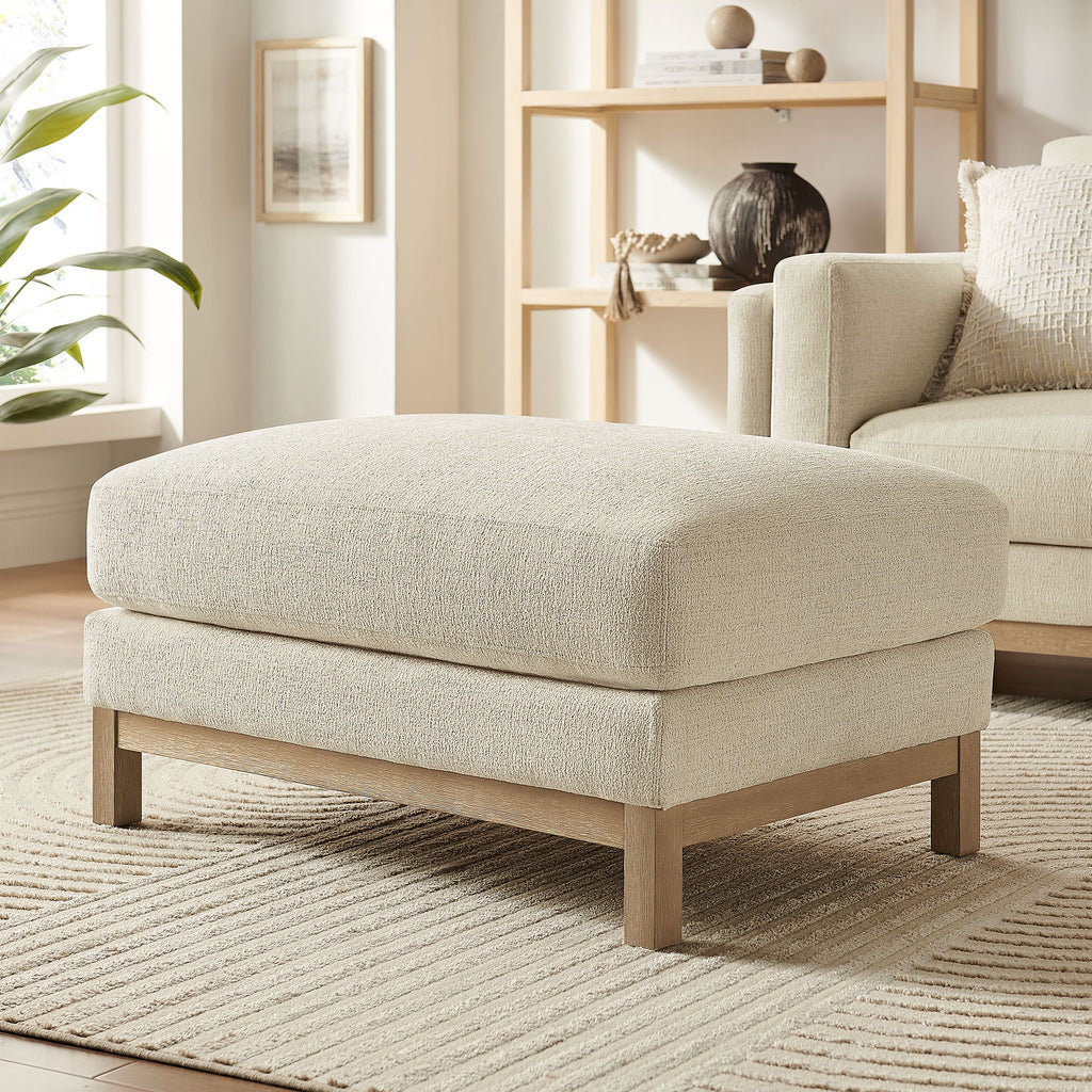 Roscoe Fabric Ottoman - Ivory