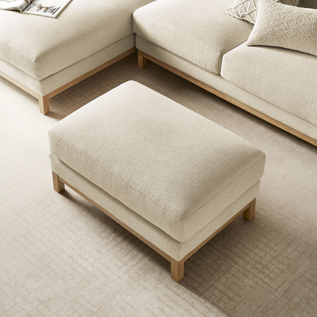 Roscoe Fabric Ottoman - Ivory