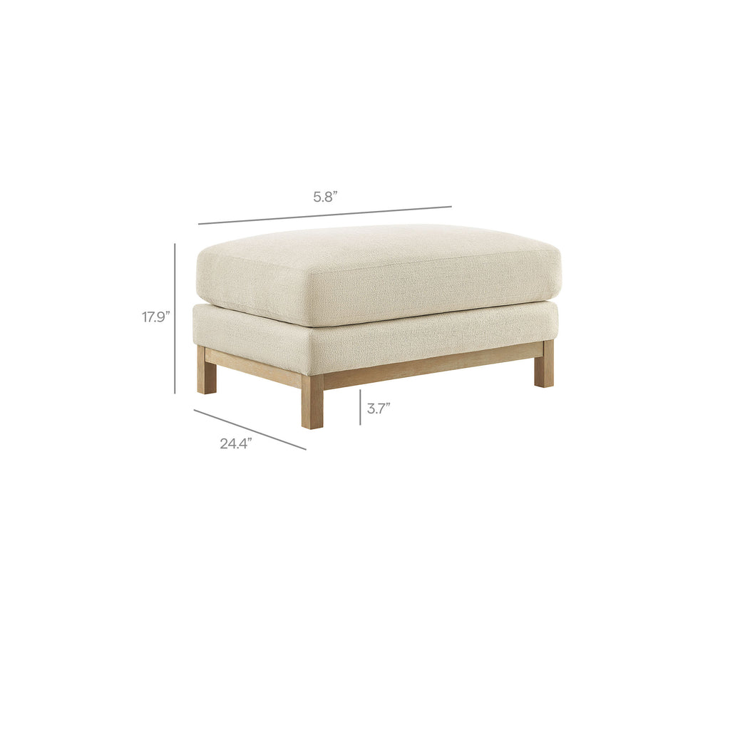 Roscoe Fabric Ottoman - Ivory