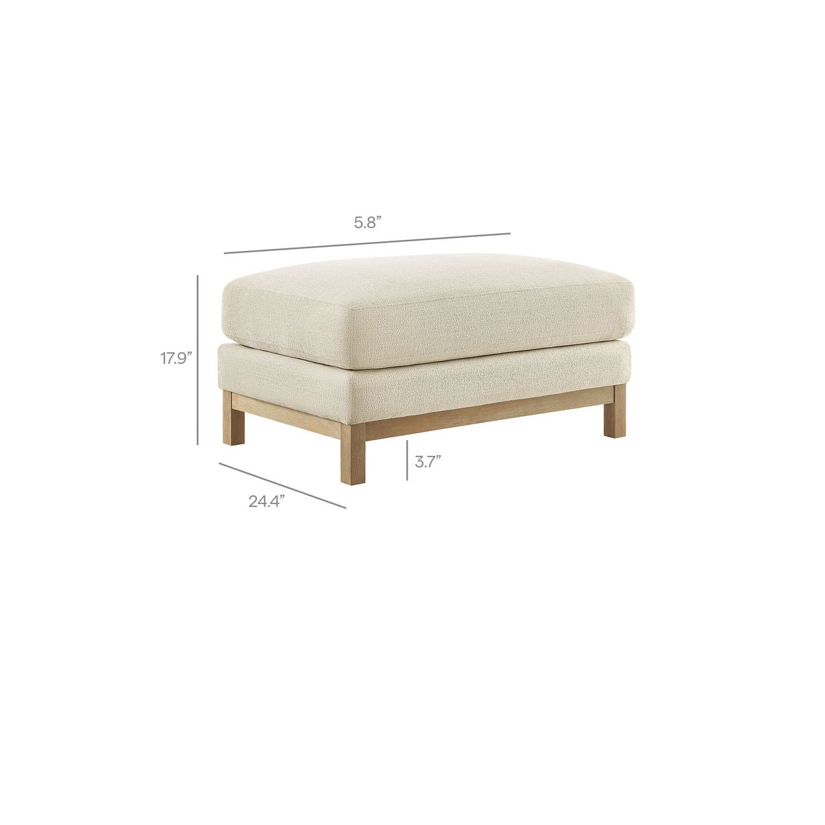 Roscoe Fabric Ottoman - Ivory