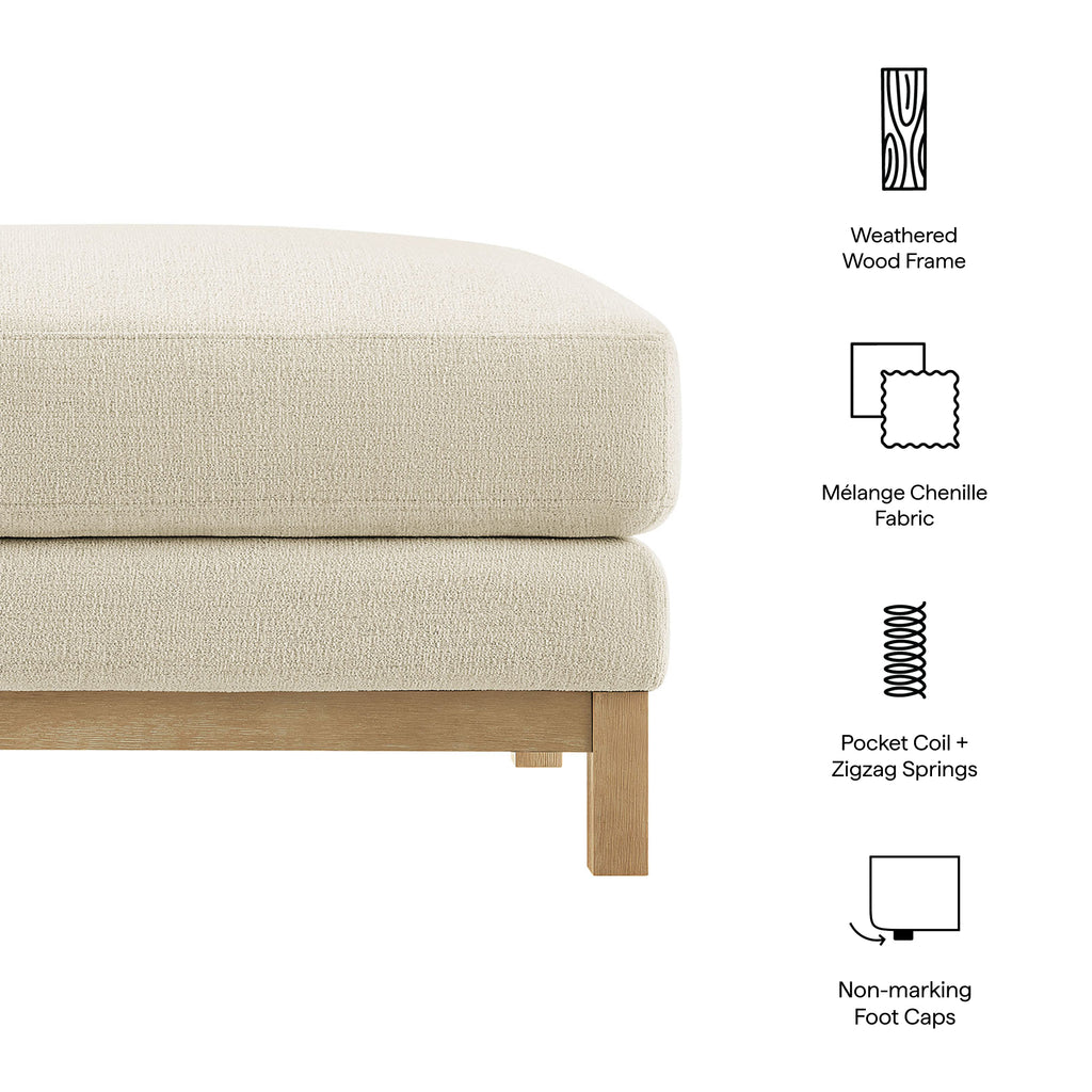 Roscoe Fabric Ottoman - Ivory
