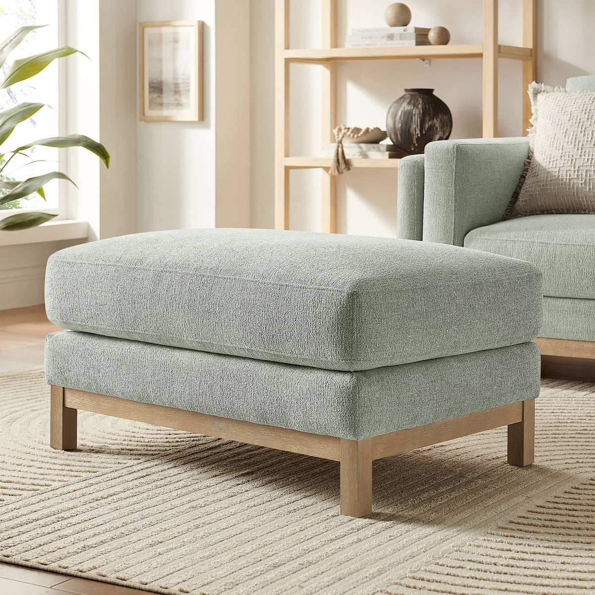 Roscoe Fabric Ottoman - Mist