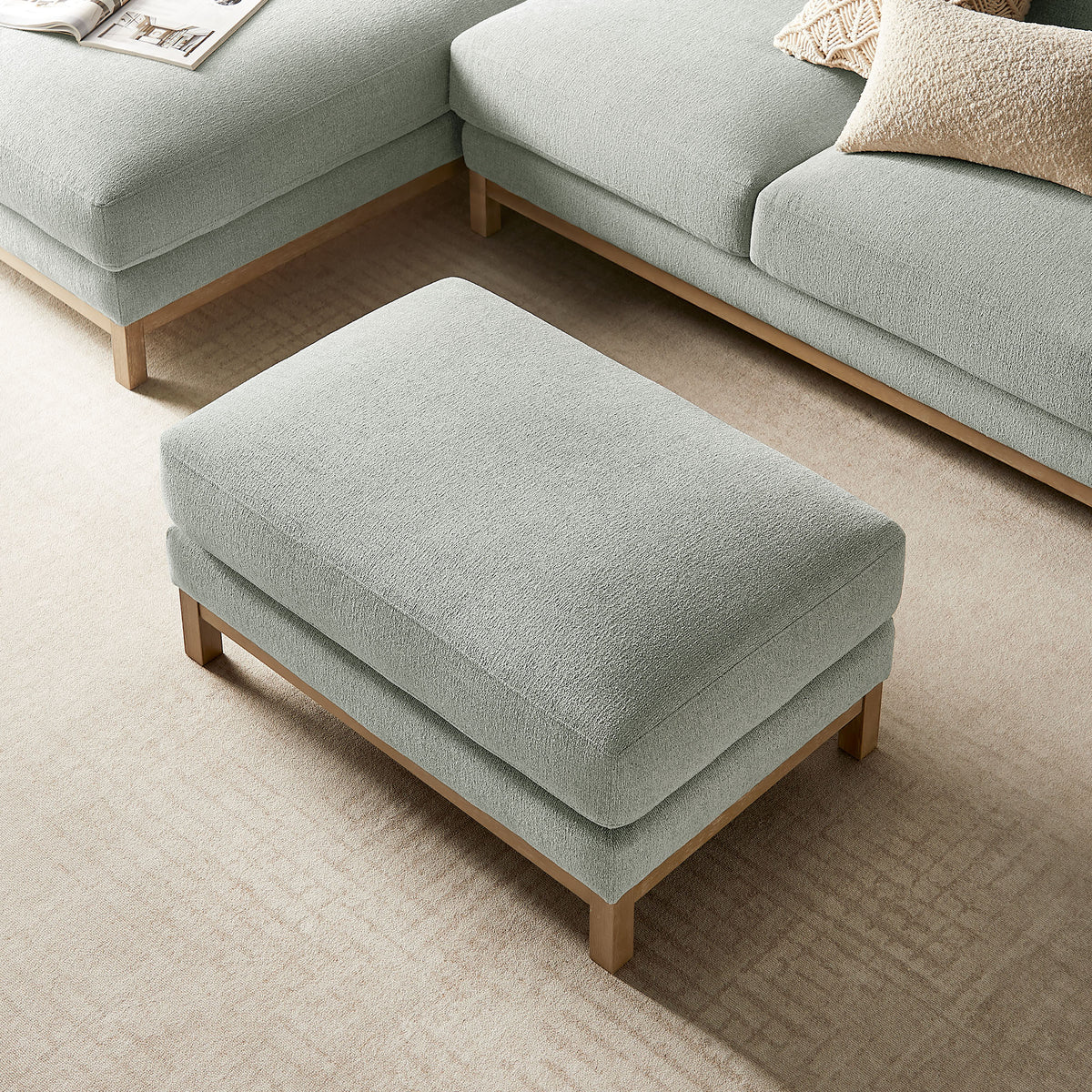 Roscoe Fabric Ottoman - Mist