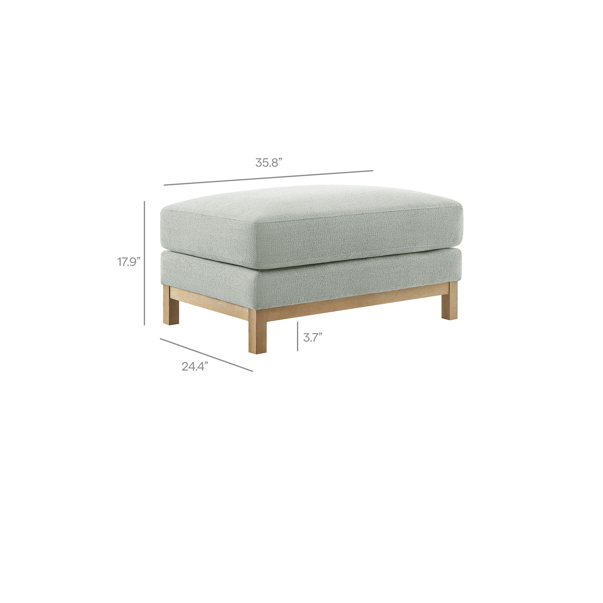 Roscoe Fabric Ottoman - Mist