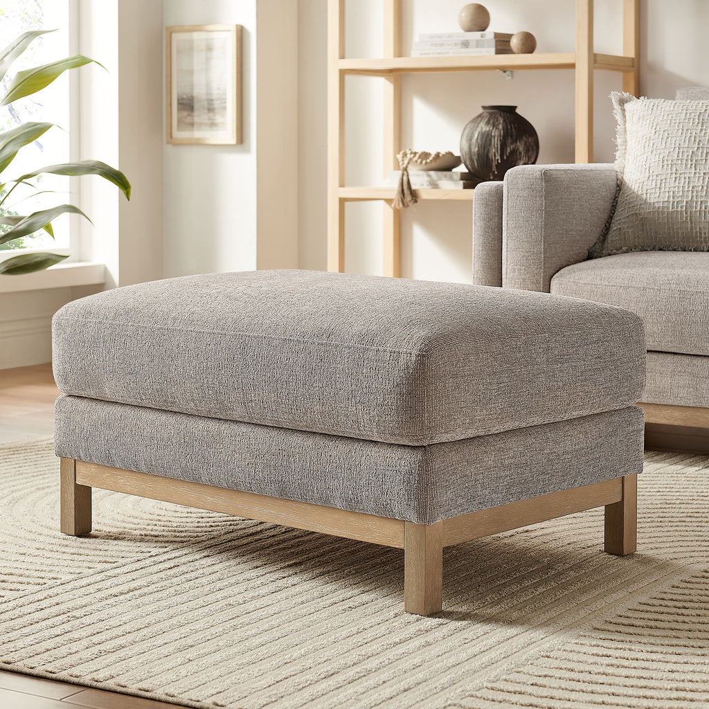 Roscoe Fabric Ottoman - Pewter