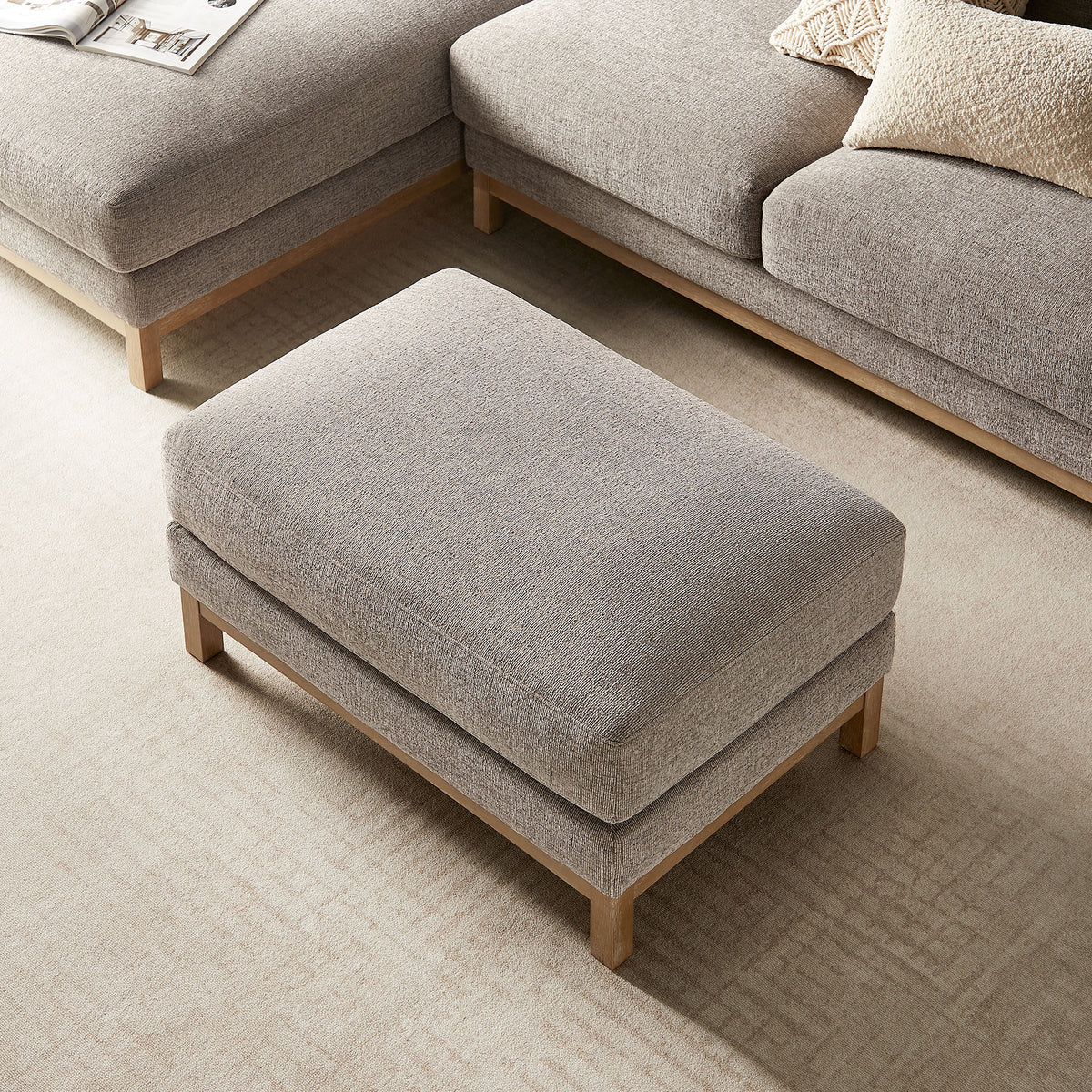 Roscoe Fabric Ottoman - Pewter