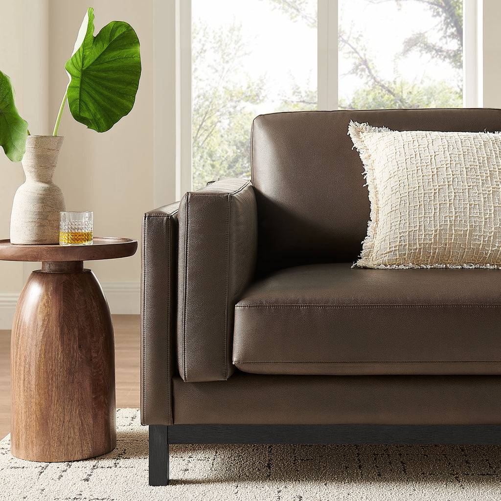 Roscoe 81 inch Vegan Leather Sofa - Espresso