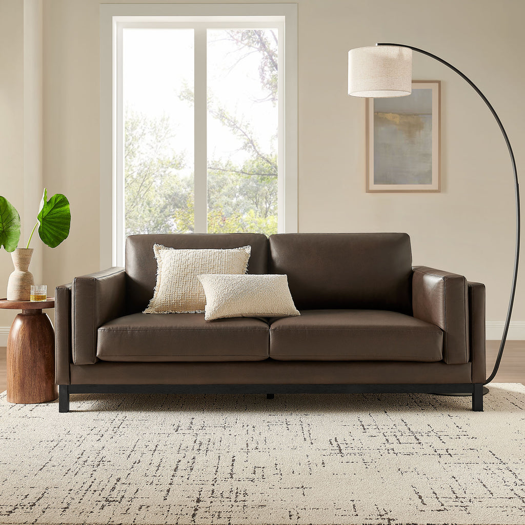 Roscoe 81 inch Vegan Leather Sofa - Espresso