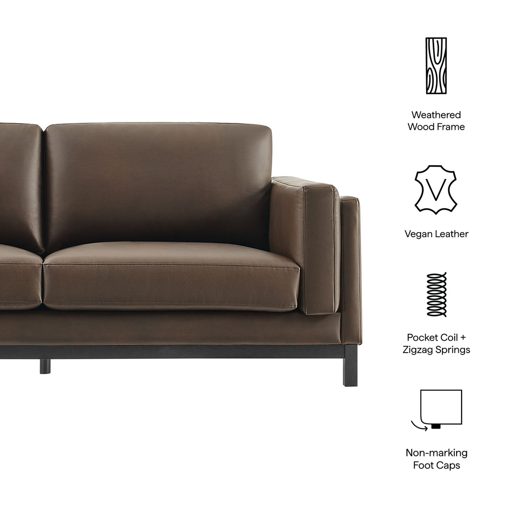 Roscoe 81 inch Vegan Leather Sofa - Espresso