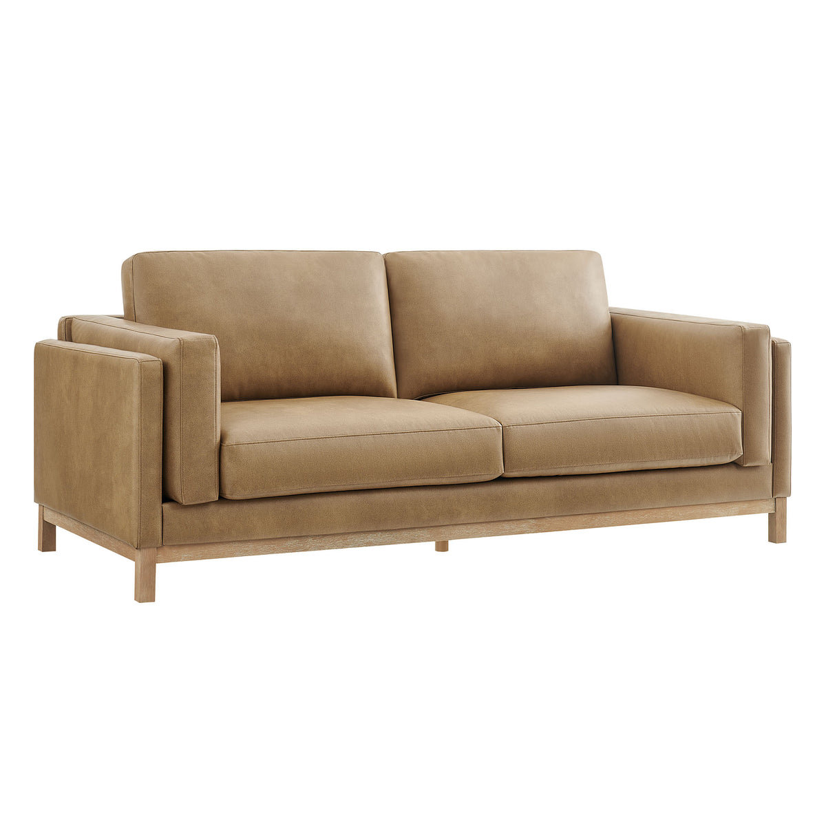 Roscoe 81 inch Vegan Leather Sofa - Toast