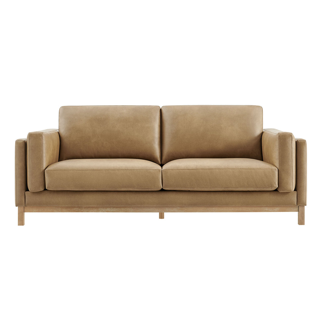 Roscoe 81 inch Vegan Leather Sofa - Toast