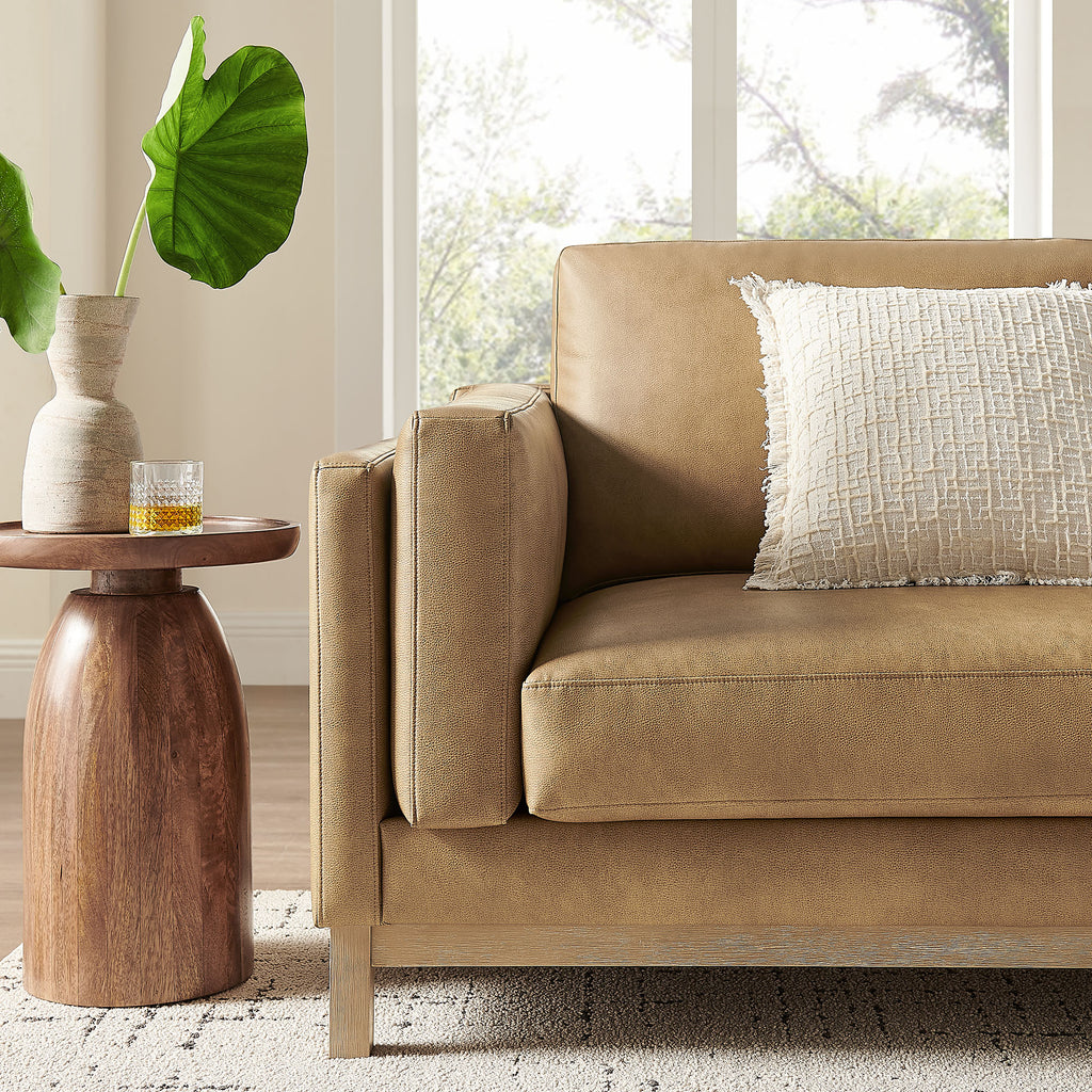 Roscoe 81 inch Vegan Leather Sofa - Toast
