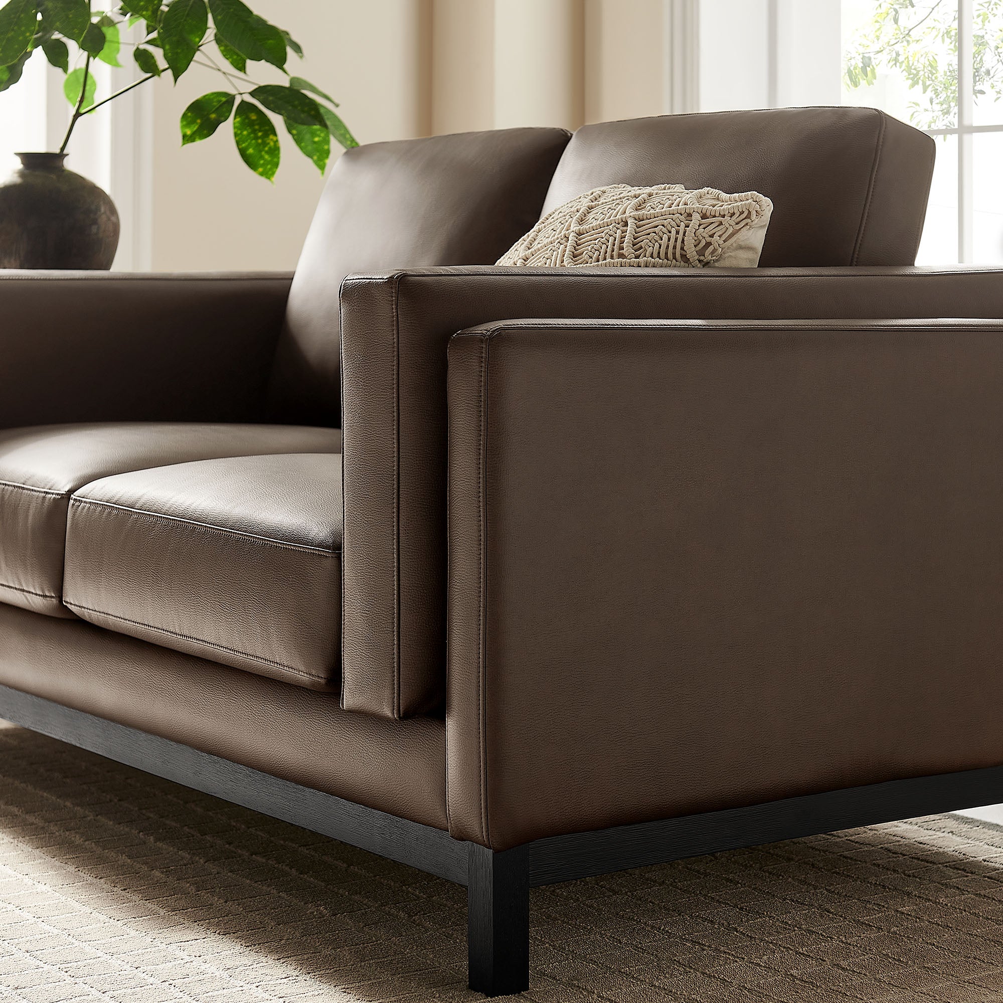 Roscoe 63 inch Vegan Leather Loveseat - Espresso