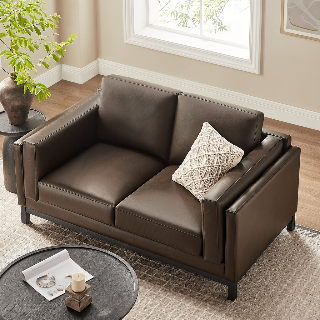 Roscoe 63 inch Vegan Leather Loveseat - Espresso