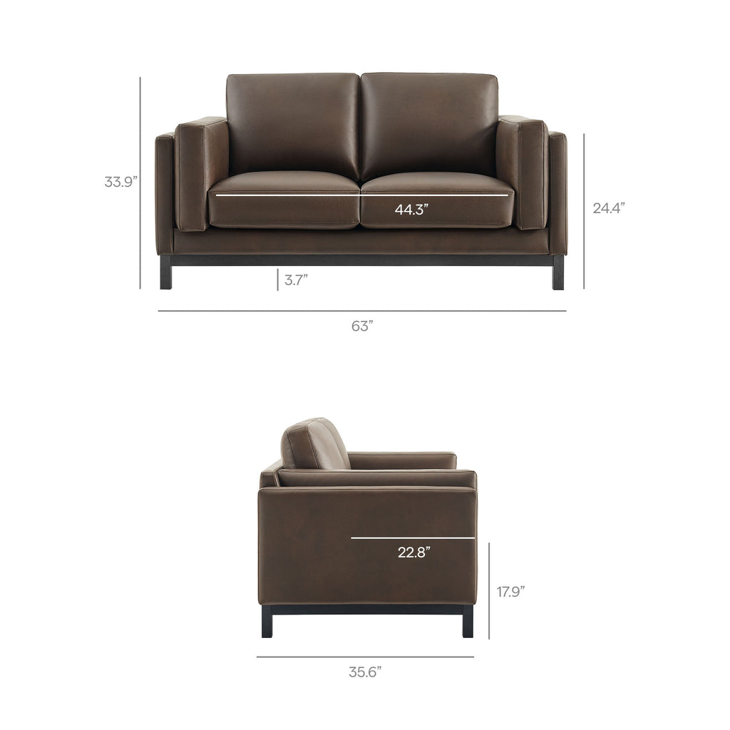 Roscoe 63 inch Vegan Leather Loveseat - Espresso