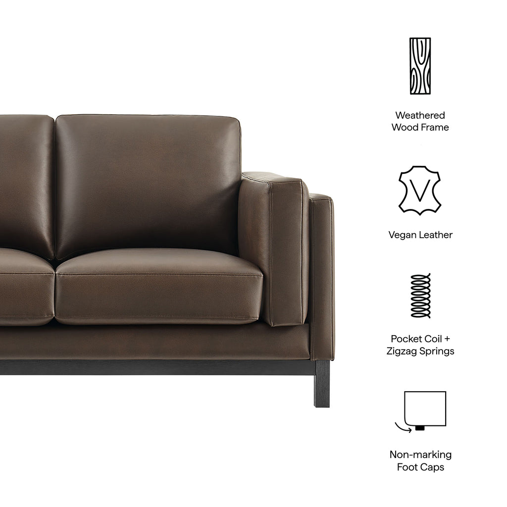 Roscoe 63 inch Vegan Leather Loveseat - Espresso