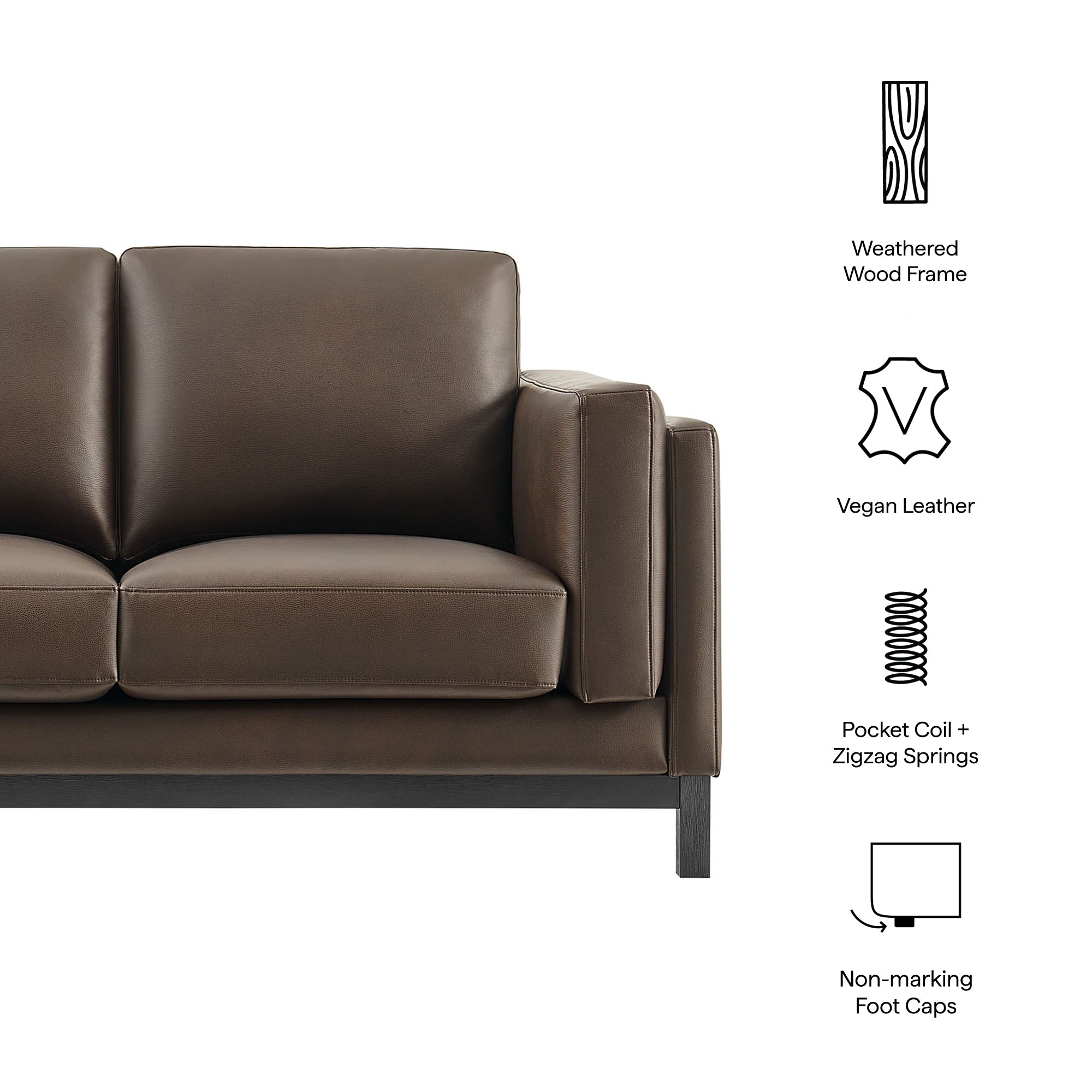 Roscoe 63 inch Vegan Leather Loveseat - Espresso