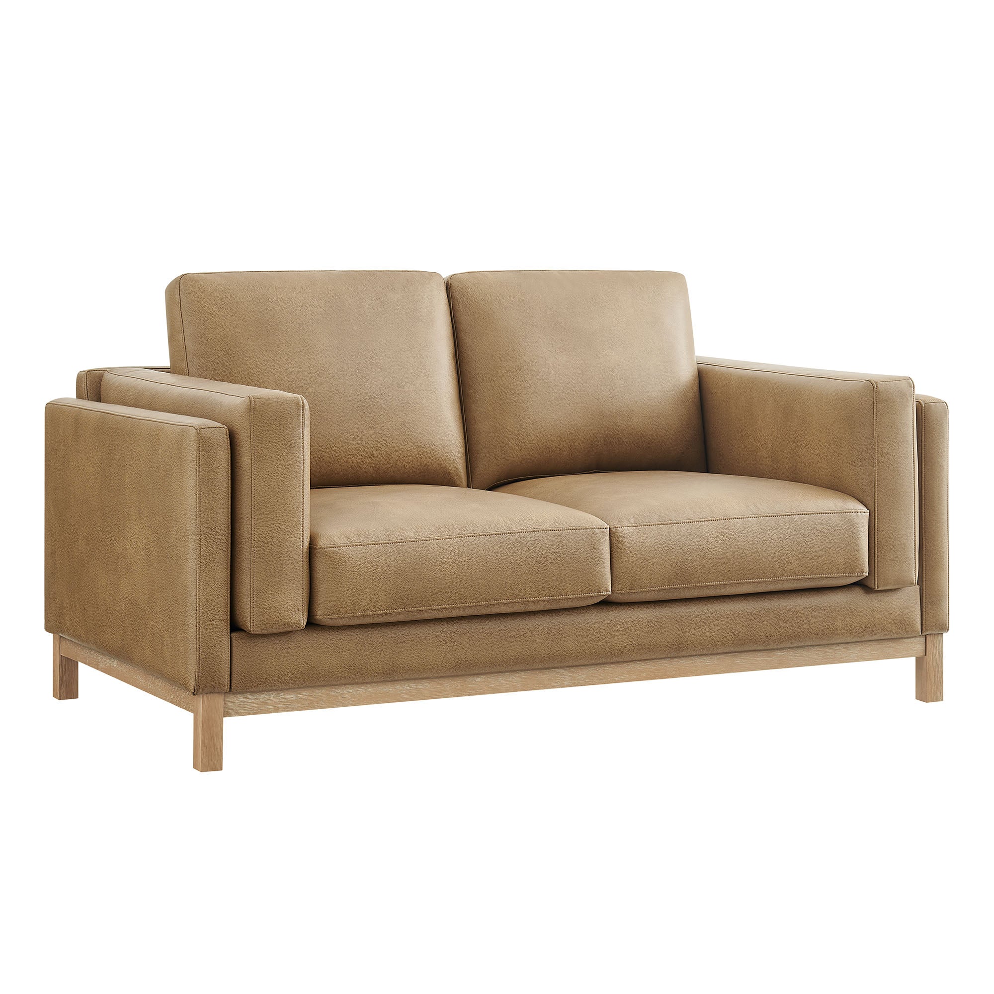 Roscoe 63 inch Vegan Leather Loveseat - Toast