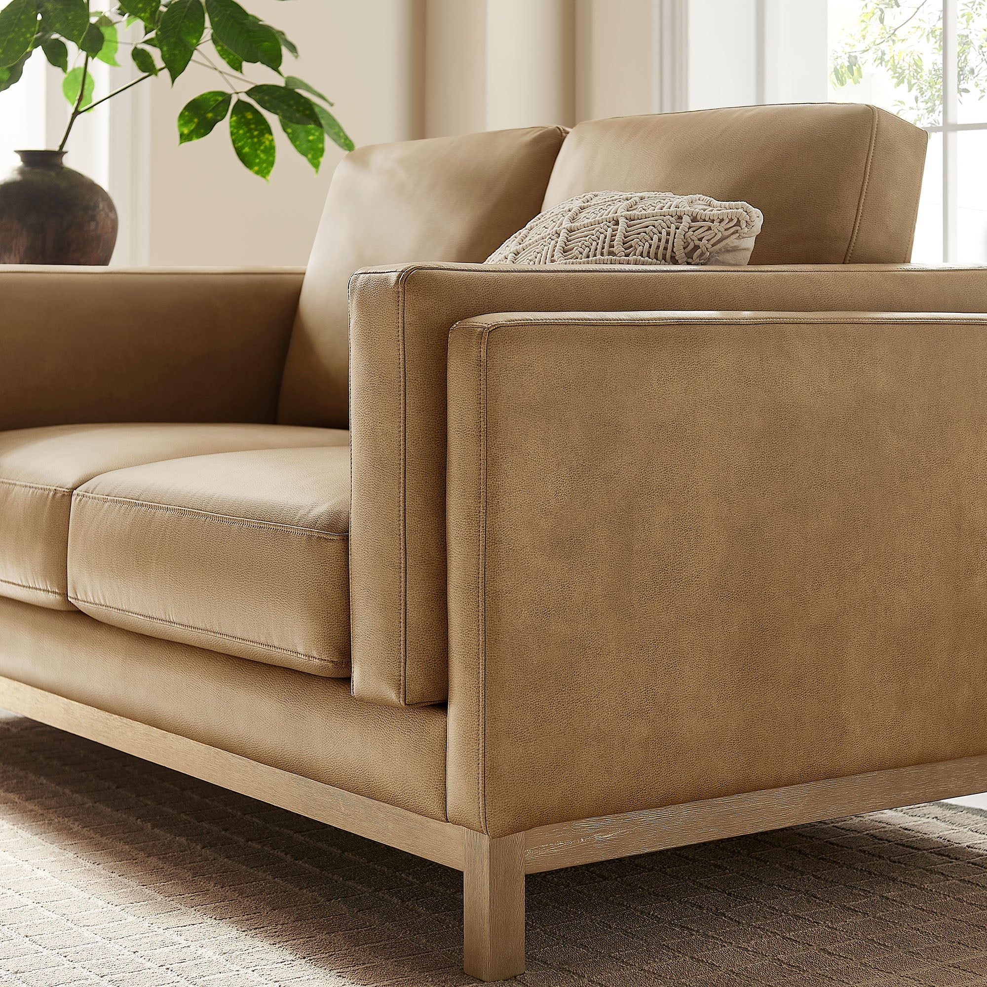 Roscoe 63 inch Vegan Leather Loveseat - Toast