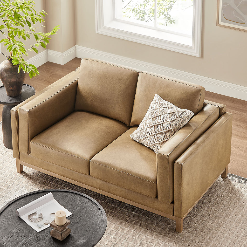 Roscoe 63 inch Vegan Leather Loveseat - Toast