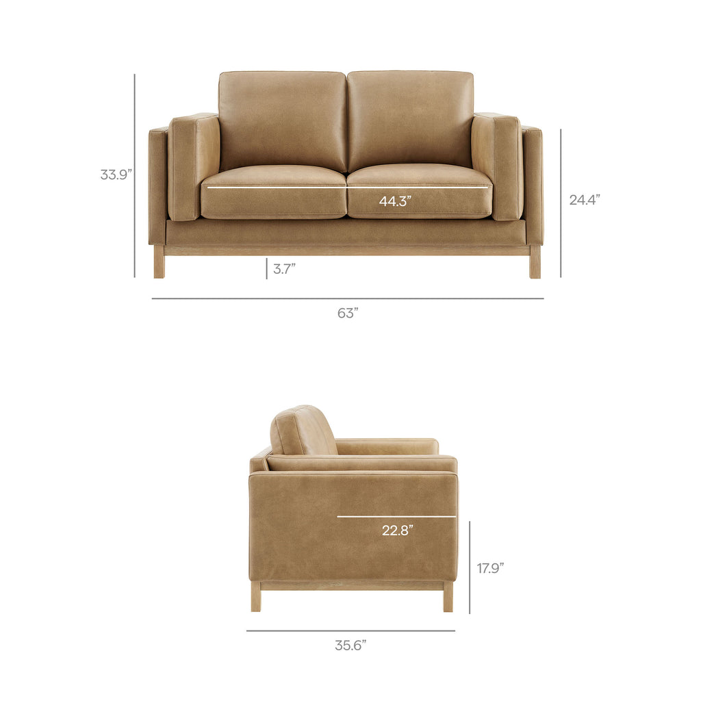 Roscoe 63 inch Vegan Leather Loveseat - Toast