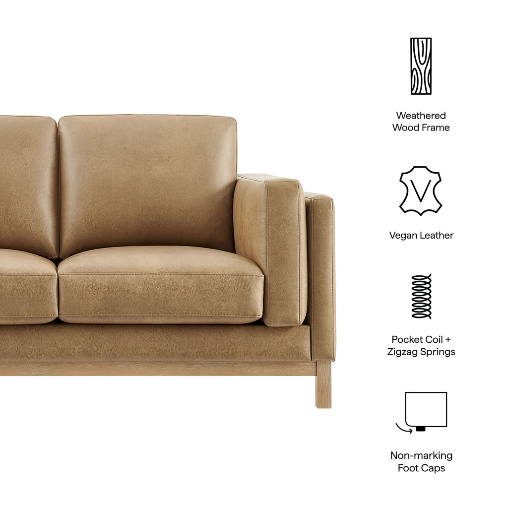 Roscoe 63 inch Vegan Leather Loveseat - Toast