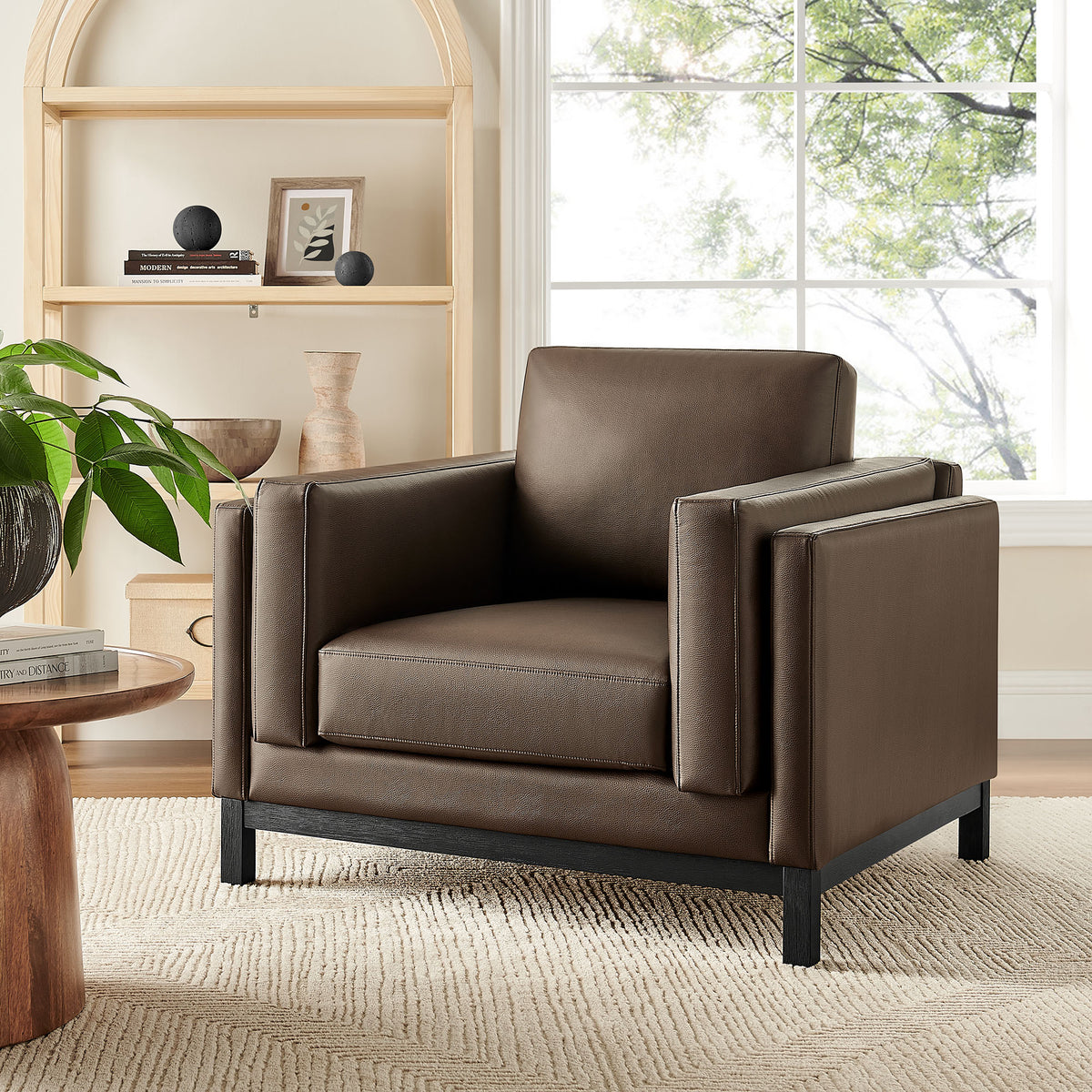 Roscoe Vegan Leather Armchair - Espresso