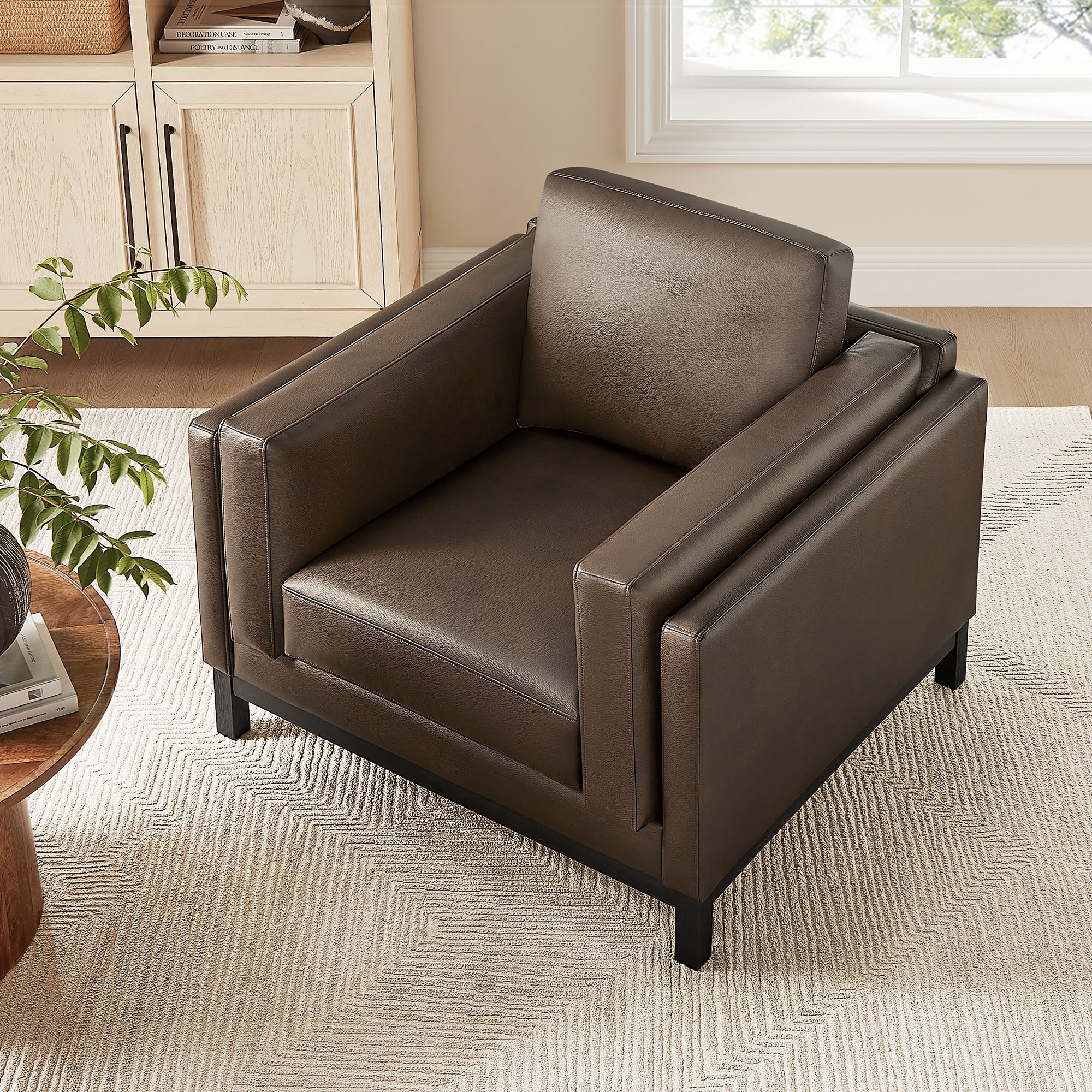 Roscoe Vegan Leather Armchair - Espresso