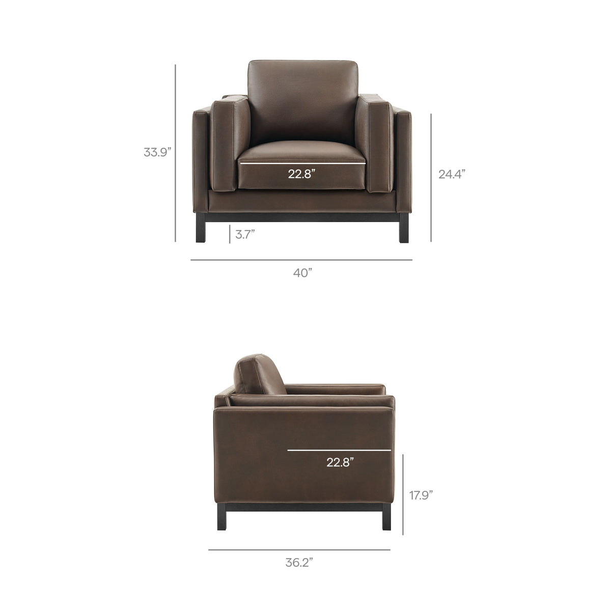 Roscoe Vegan Leather Armchair - Espresso
