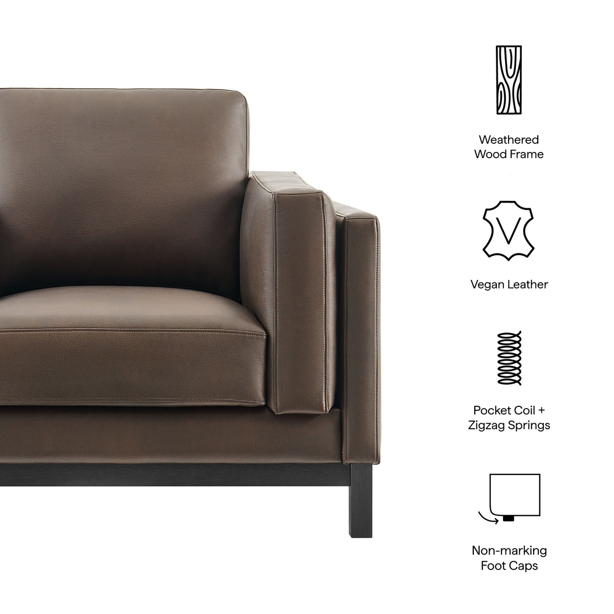Roscoe Vegan Leather Armchair - Espresso