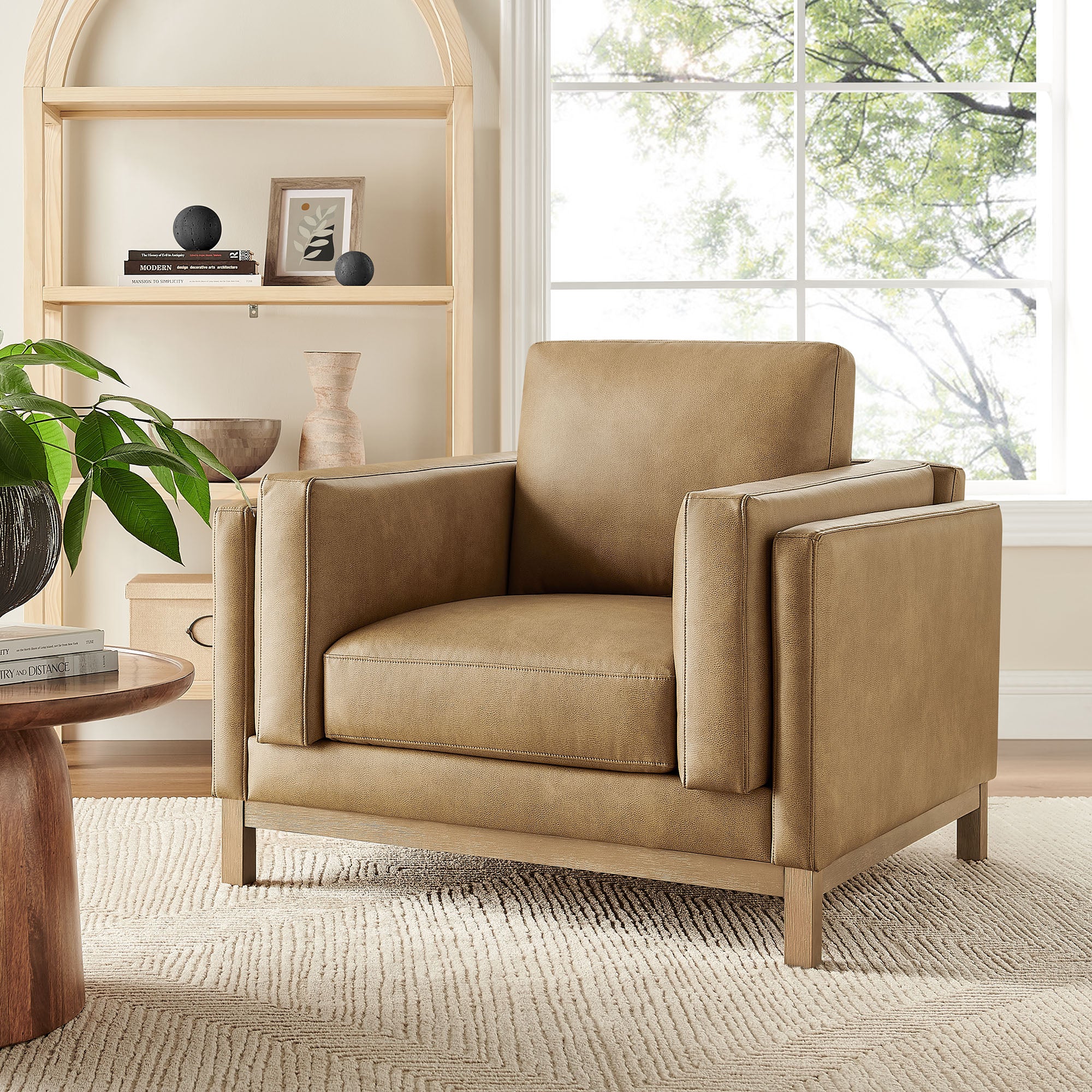 Roscoe Vegan Leather Armchair - Toast