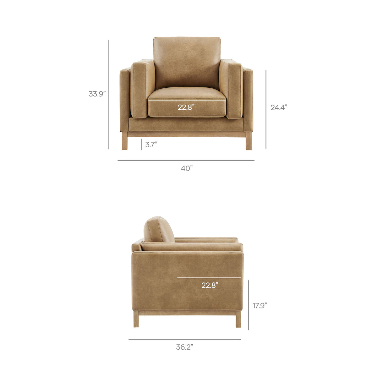 Roscoe Vegan Leather Armchair - Toast