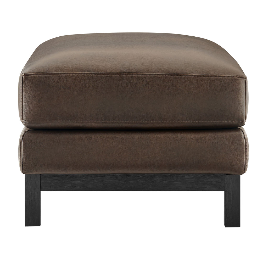 Roscoe Vegan Leather Ottoman - Espresso