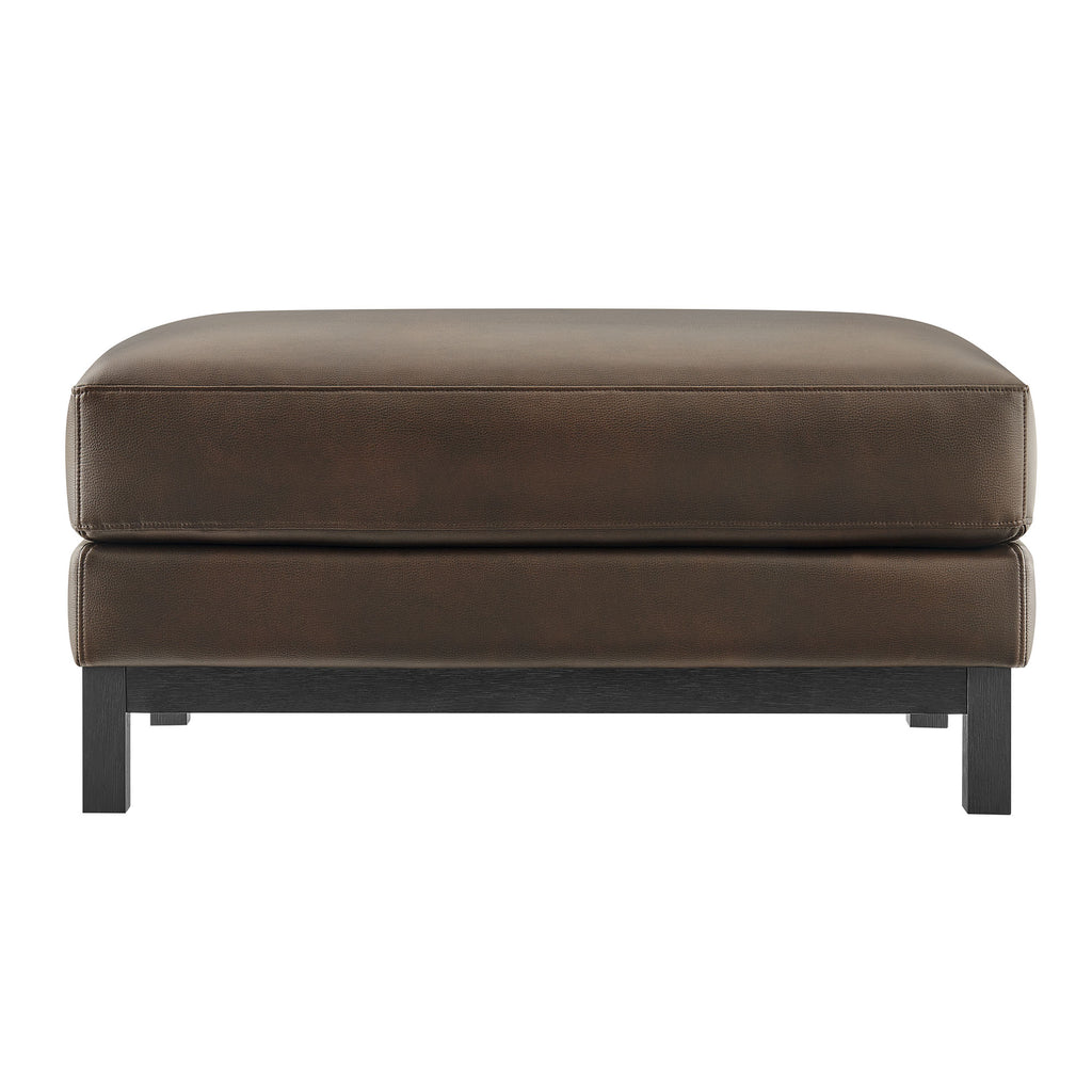 Roscoe Vegan Leather Ottoman - Espresso