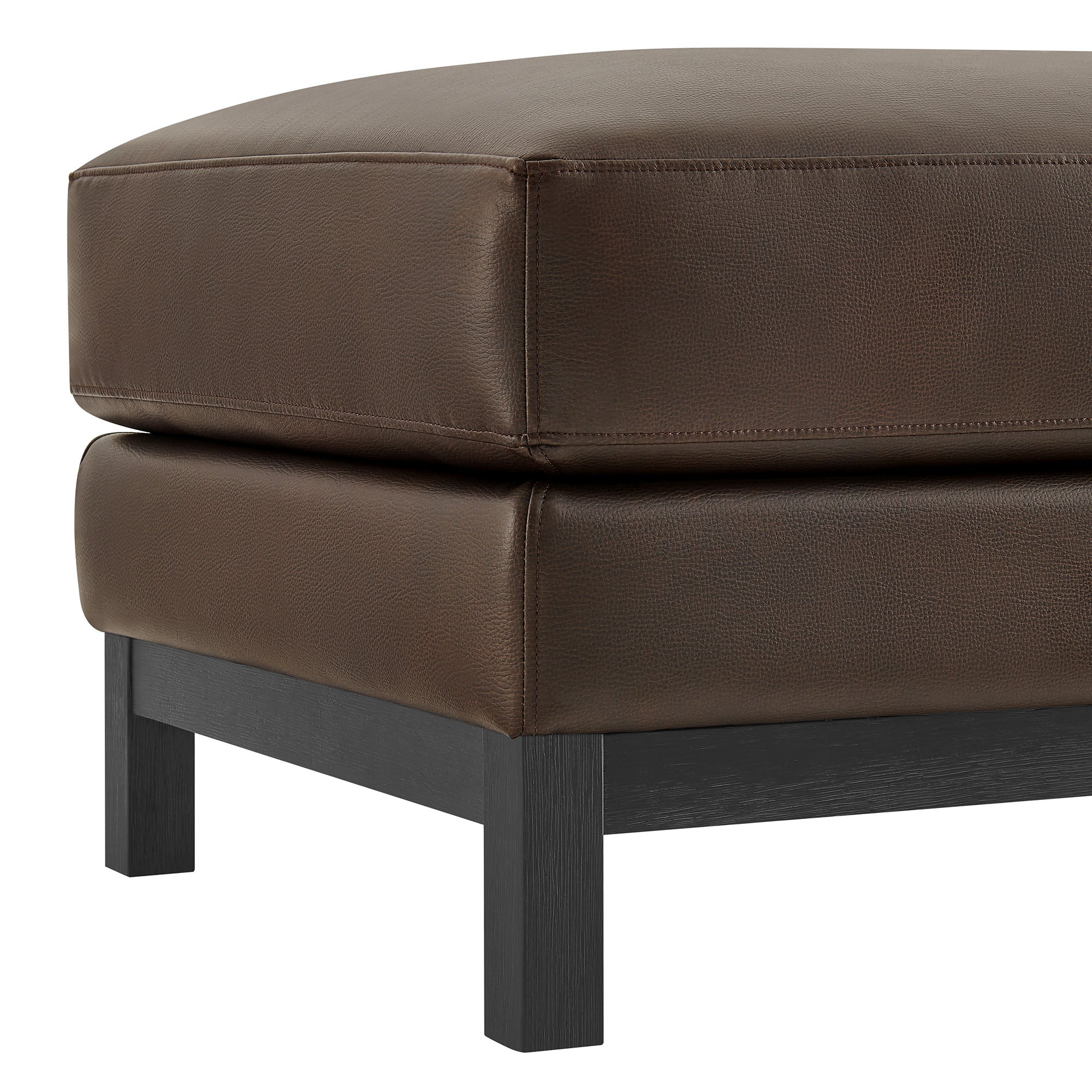 Roscoe Vegan Leather Ottoman - Espresso