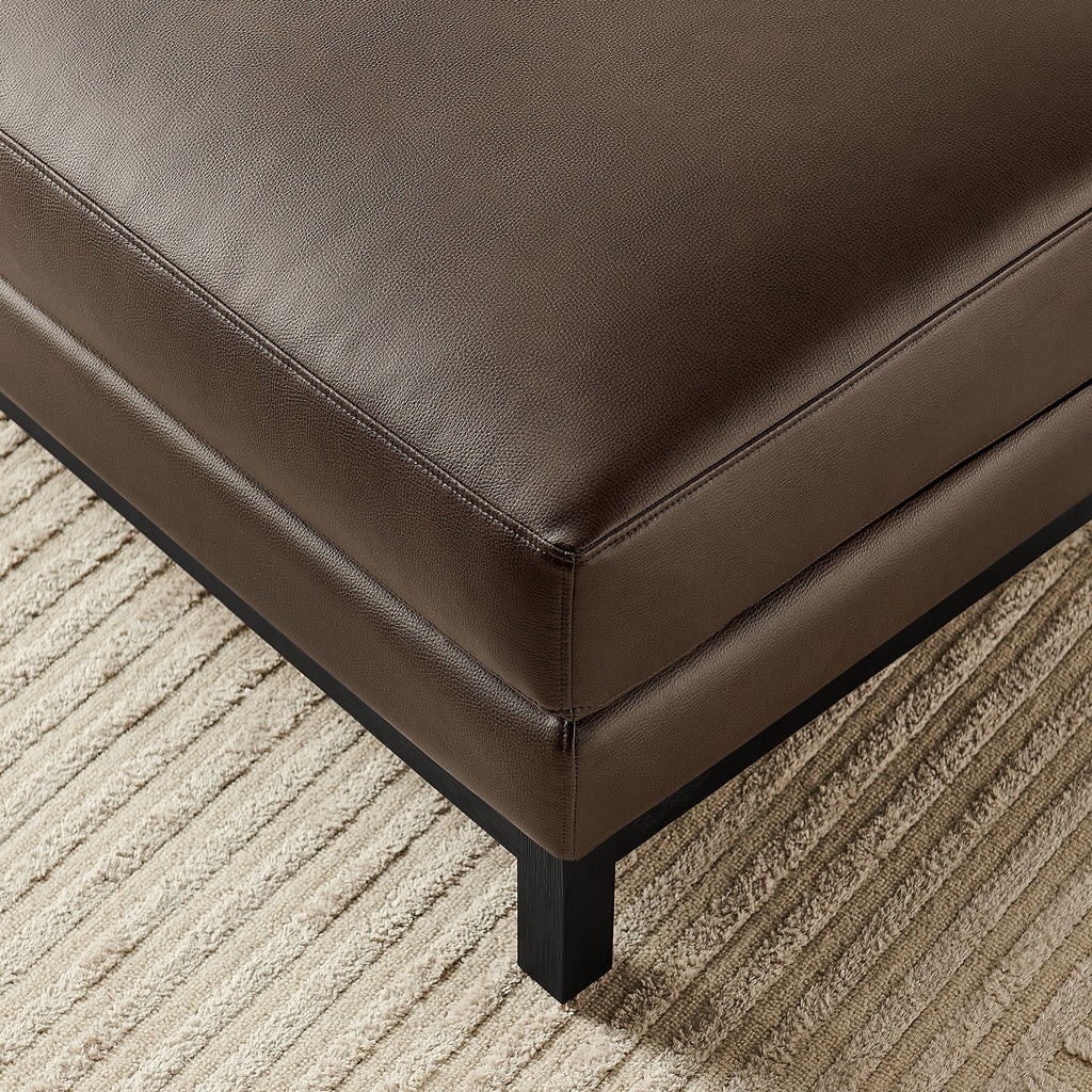 Roscoe Vegan Leather Ottoman - Espresso