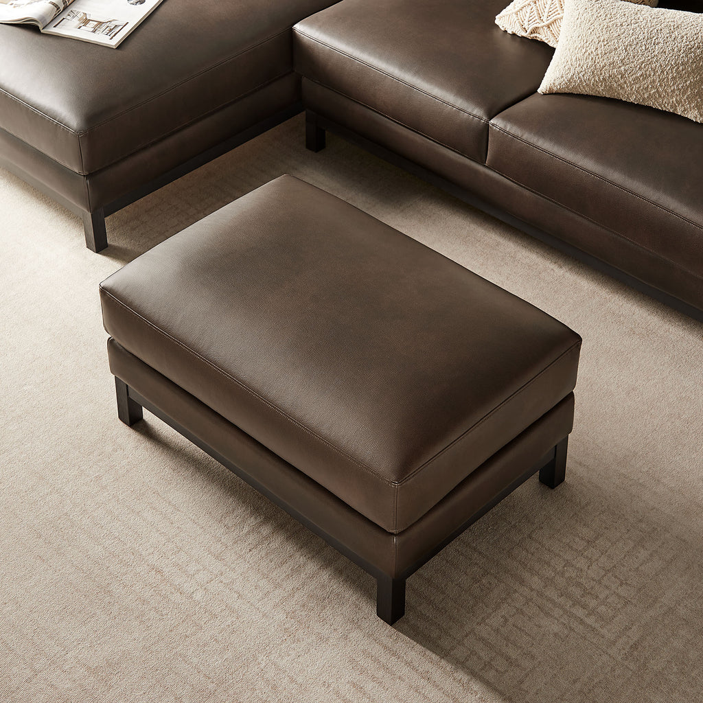 Roscoe Vegan Leather Ottoman - Espresso