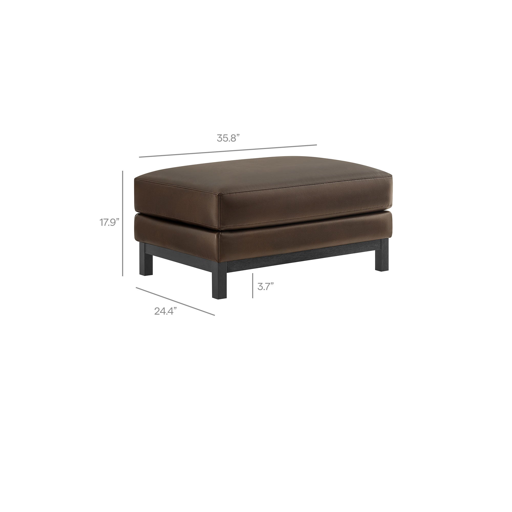 Roscoe Vegan Leather Ottoman - Espresso